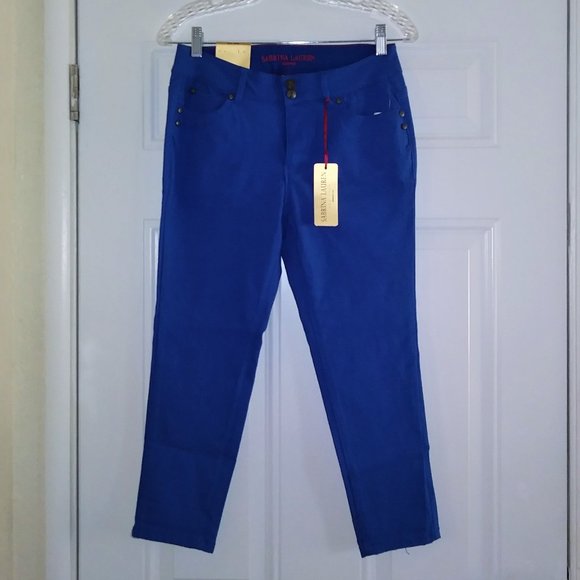 SABRINA LAUREN Ankle Stretch Pant Color Blue Size p10 - Picture 3 of 13